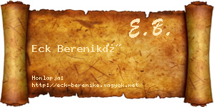 Eck Bereniké névjegykártya